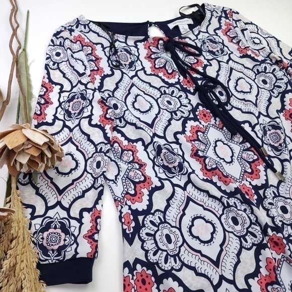 Liz Claiborne Blue White Coral Geodesic Print Dress Sz S - Picture 14 of 14
